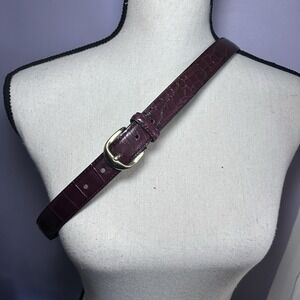 Alligator Grain Steerhide Belt Men's 38"  Burgundy Vintage Made In USA Brass